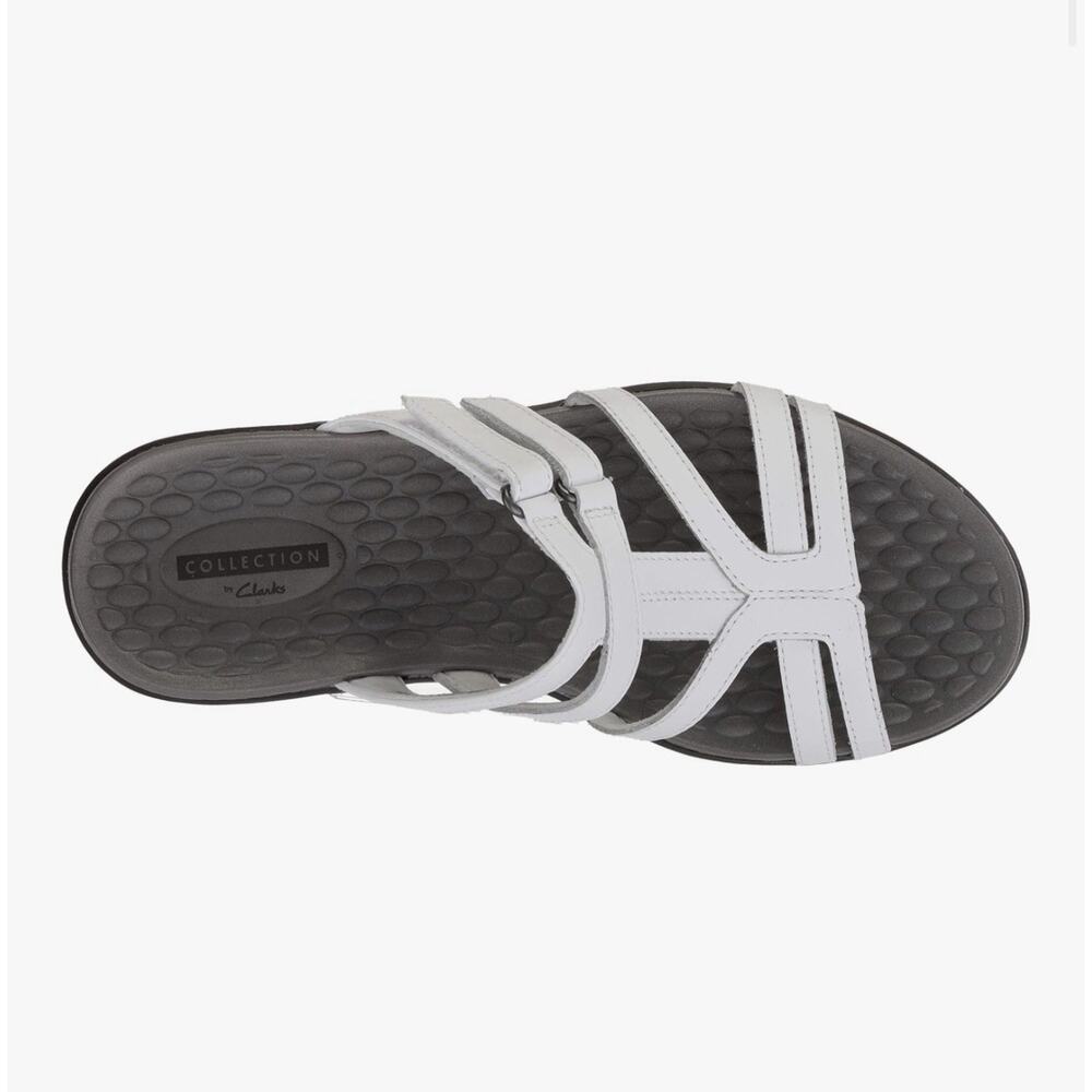 Clarks Collection Sandals Womens 12 White Comfort Walking Adjustable Easy Strap - Picture 2 of 12